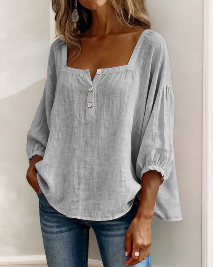 Square Neck Balloon Sleeve Shirt