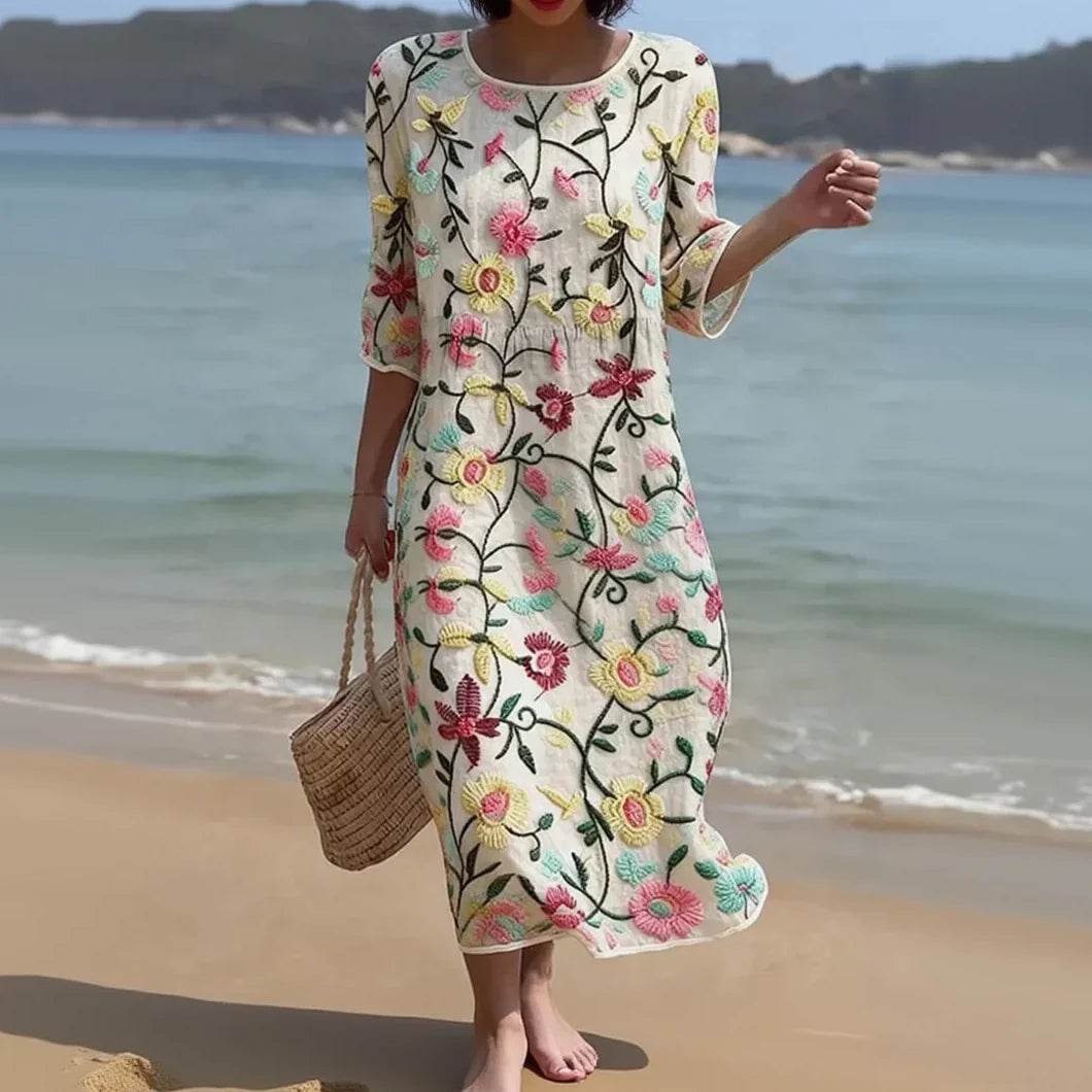 ALGHERO – Women’s Dress with Floral Embroidery