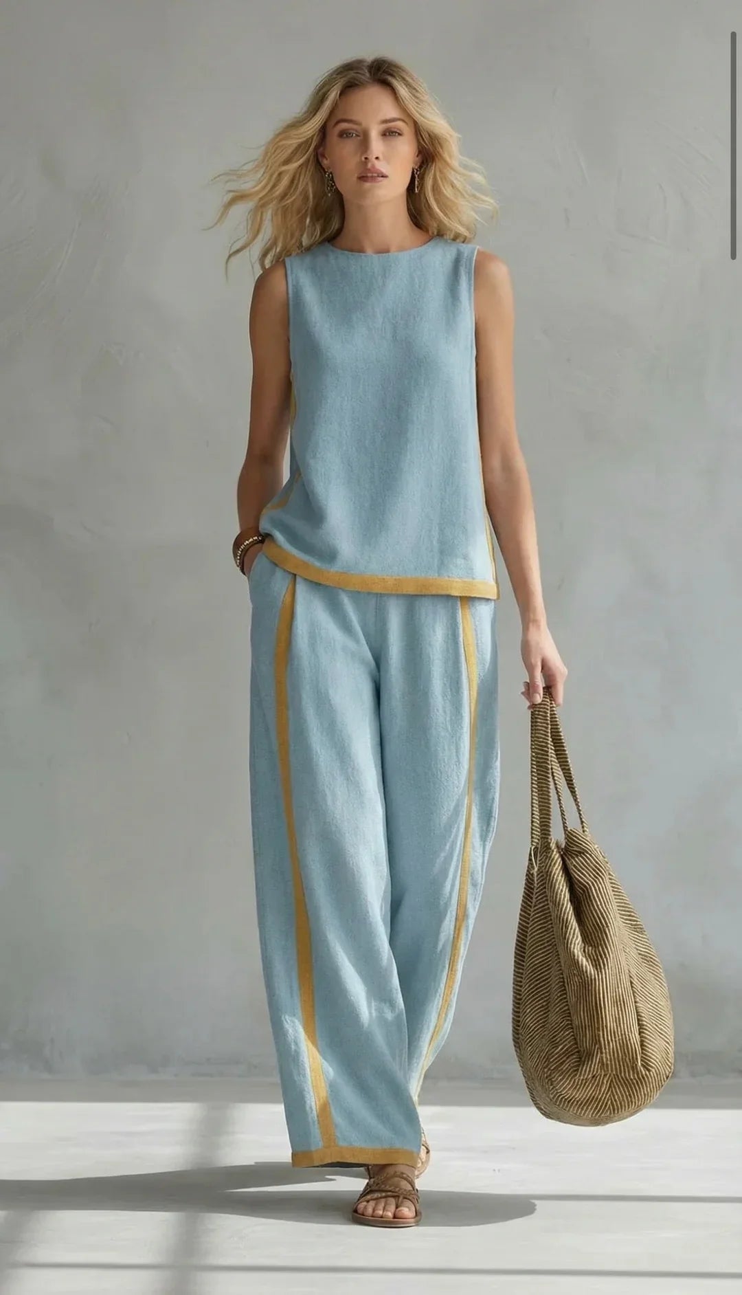 Elisa | Two-Piece Fluid Set with Contrast Details