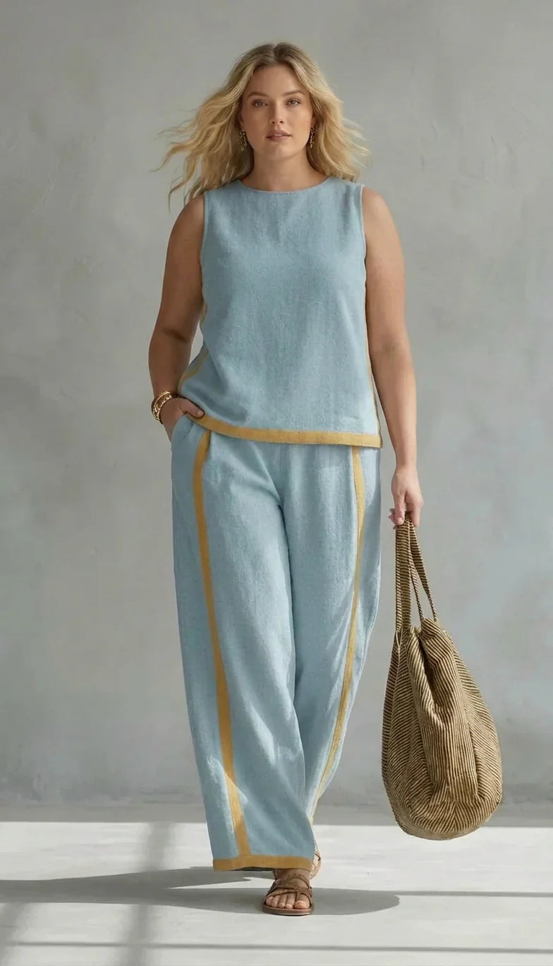 Ursula - Elegant and Casual Set of Vest and Pants with Bicolor Finishes