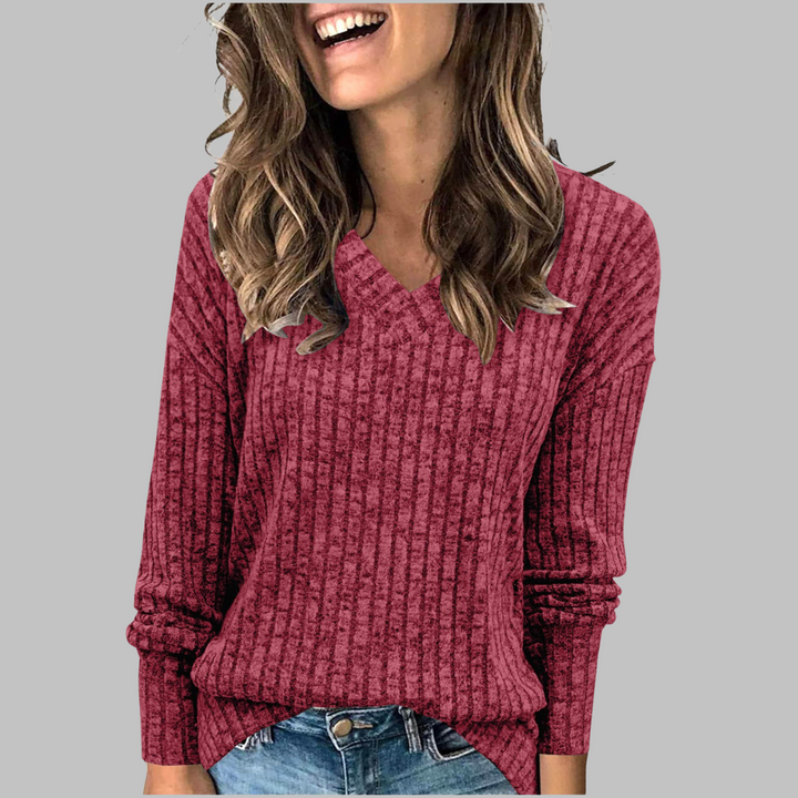 Deri™ | V-Neck Long Sleeve Top
