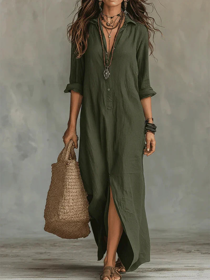 Sofia | Long Shirt Dress with Slit
