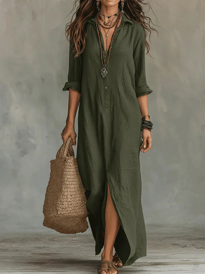 Sofia | Long Shirt Dress with Slit