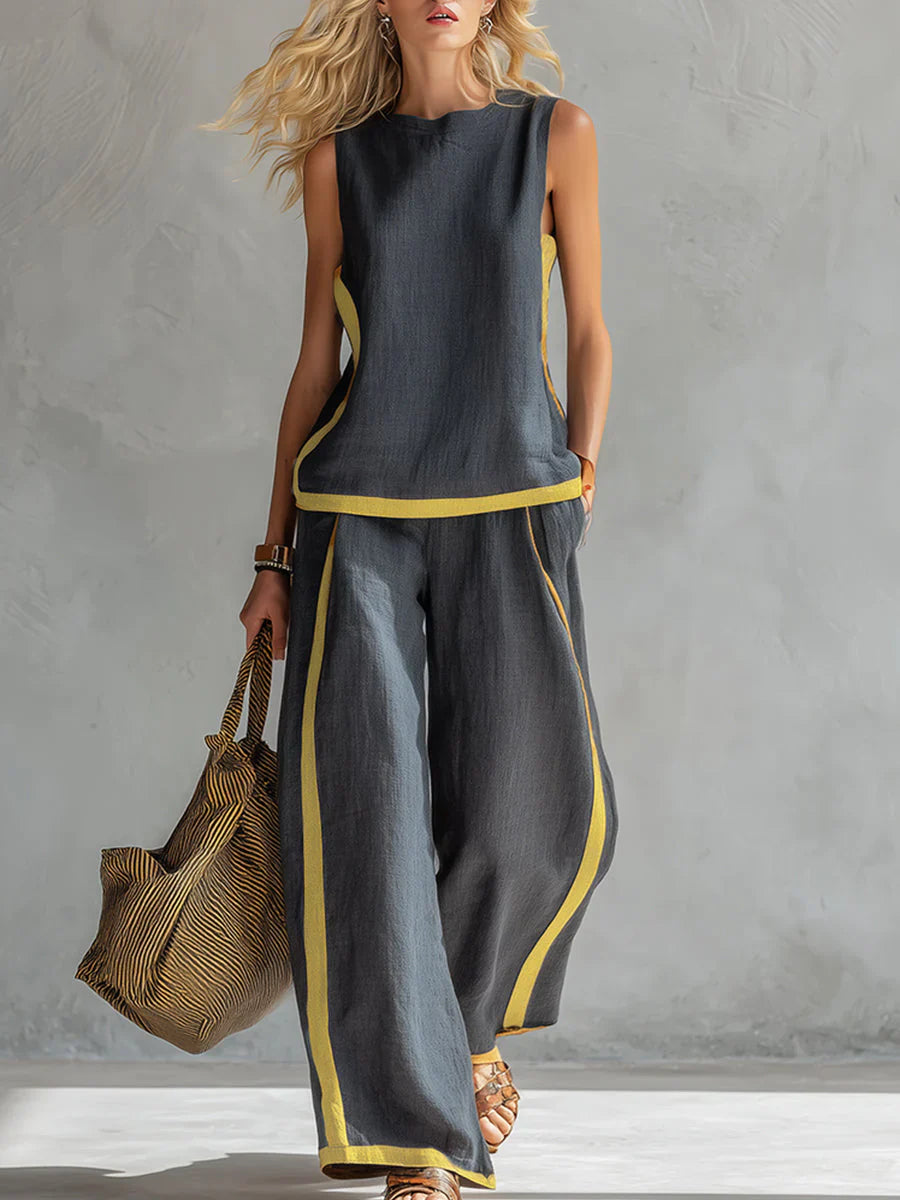 Elisa | Two-Piece Fluid Set with Contrast Details