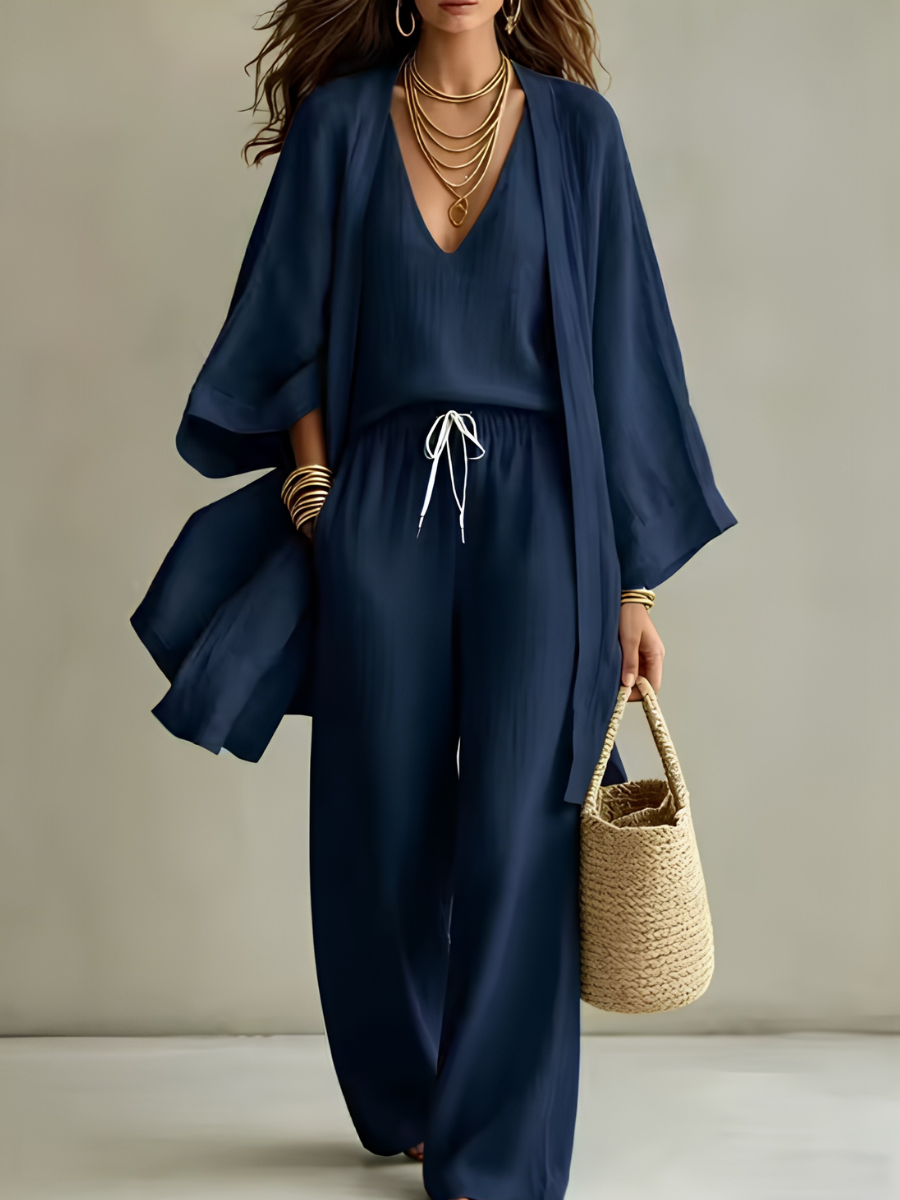 Isabelle | Casual 3-piece linen loungewear set