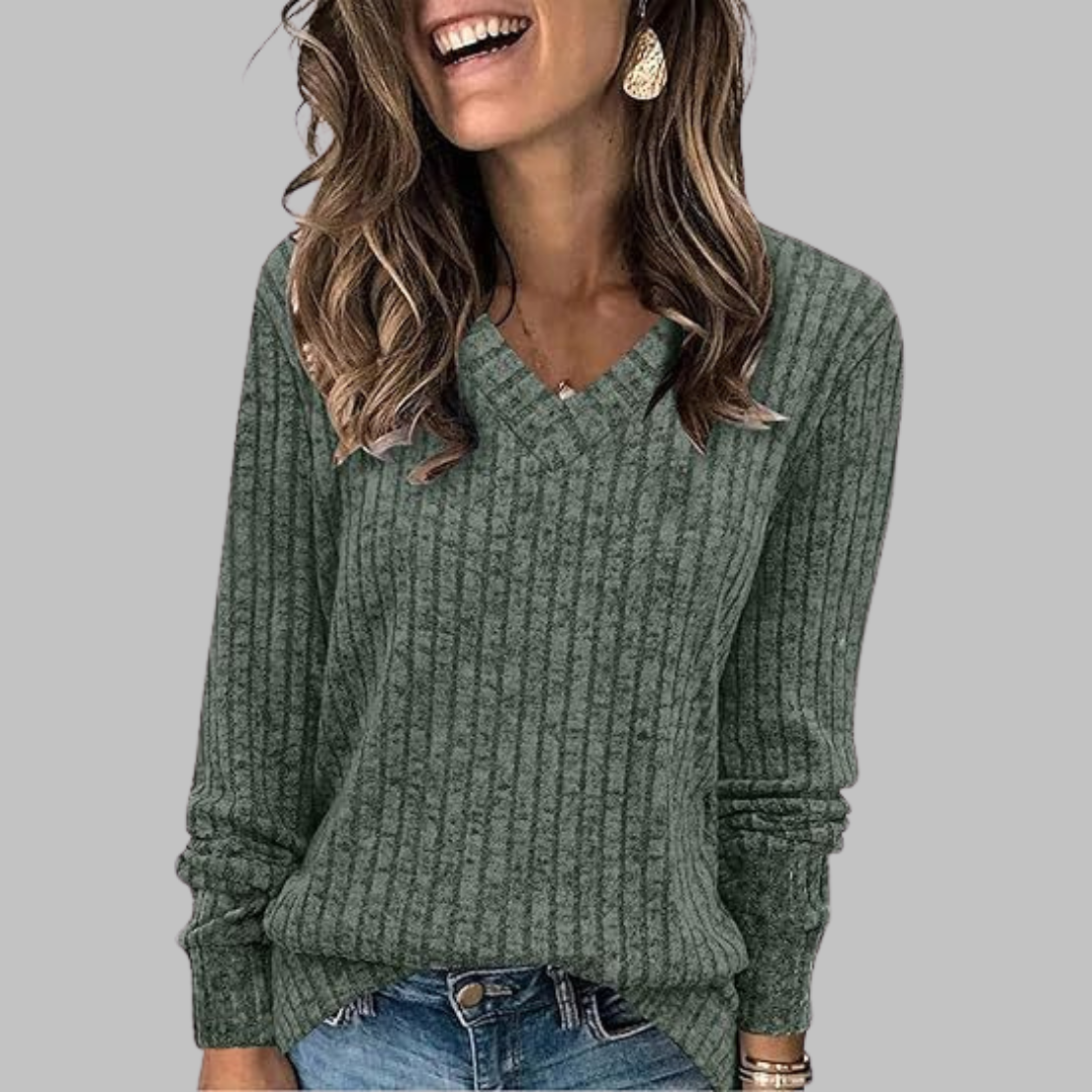 Deri™ | V-Neck Long Sleeve Top