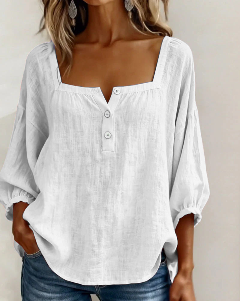 Square Neck Balloon Sleeve Shirt