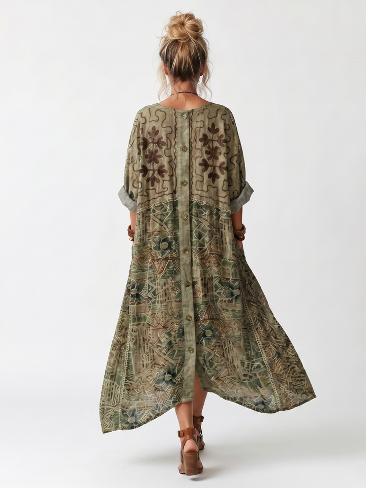 Aleta | Oversized Button-Front Pocket Midi Dress