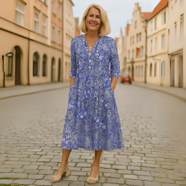 Victoria Lane |  V-Neck Midi Dress