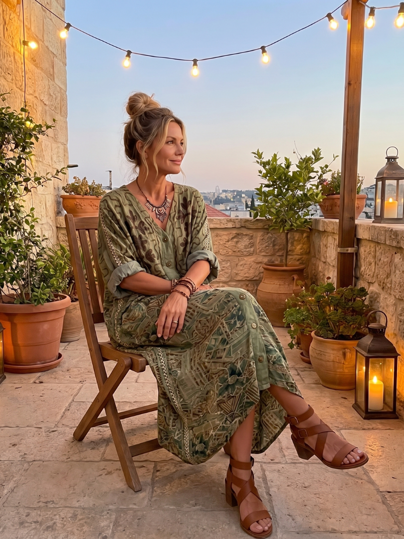 Aleta | Oversized Button-Front Pocket Midi Dress