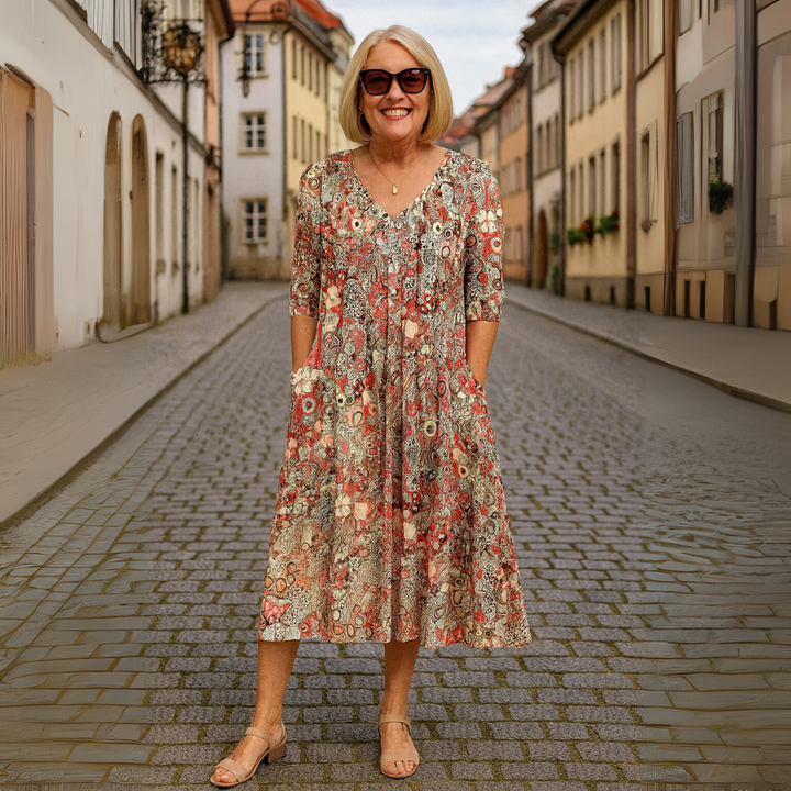 Victoria Lane |  V-Neck Midi Dress