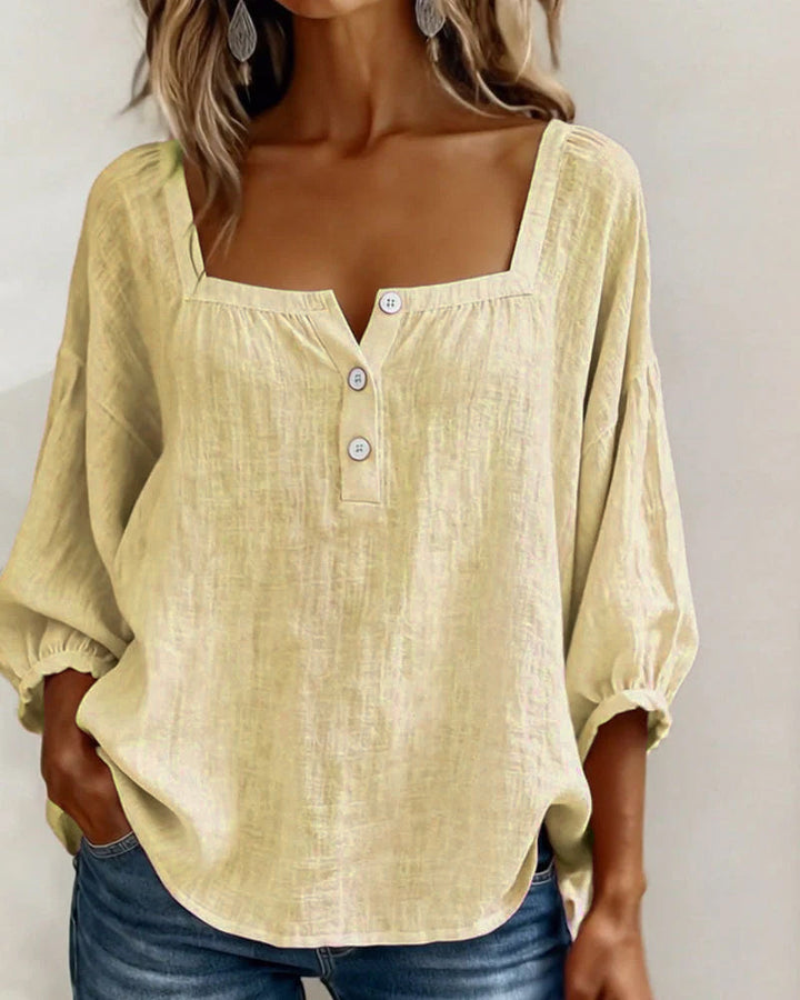 Square Neck Balloon Sleeve Shirt
