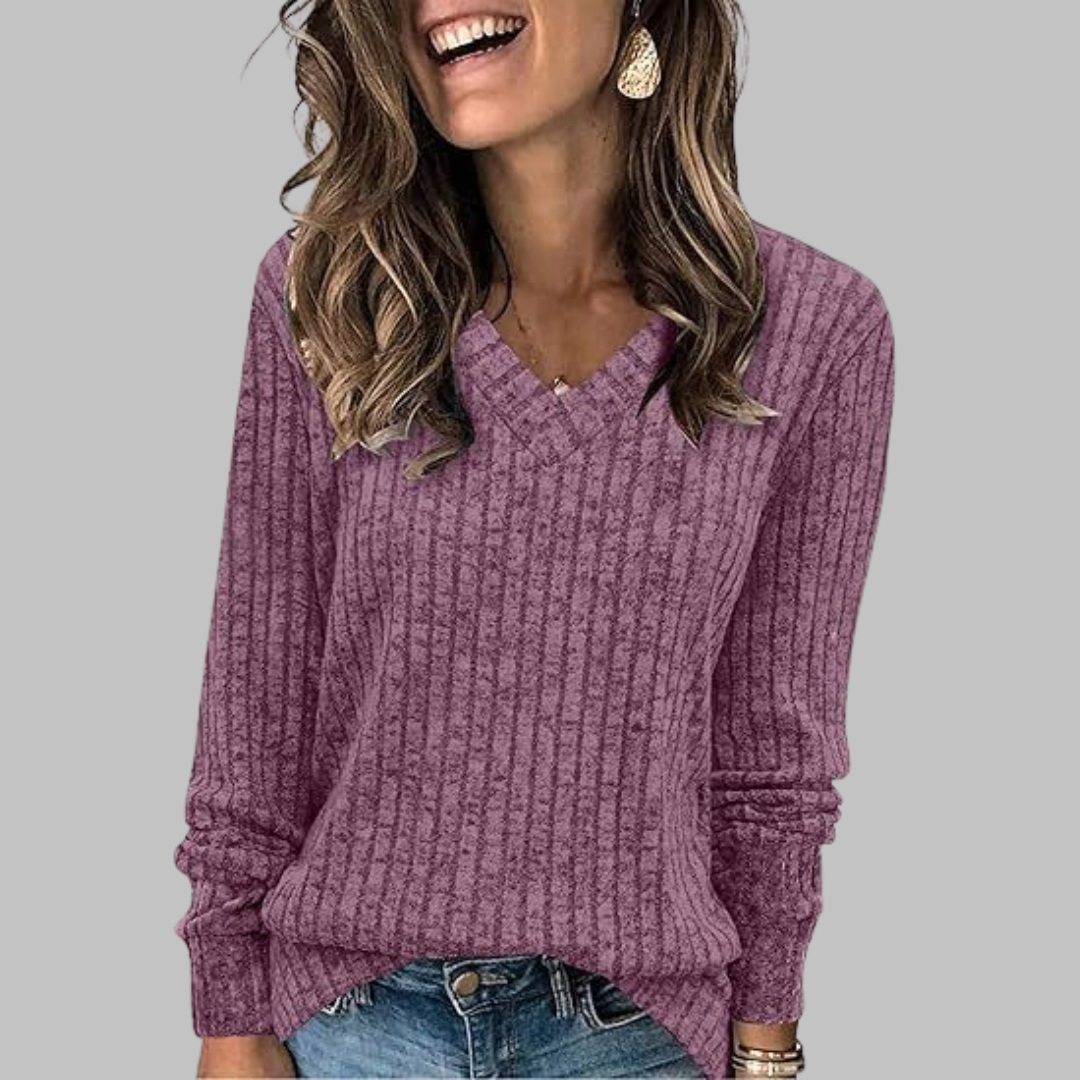 Deri™ | V-Neck Long Sleeve Top