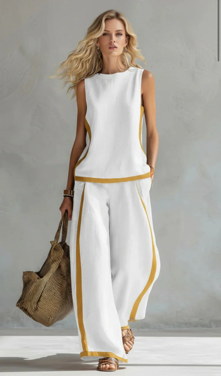 Elisa | Two-Piece Fluid Set with Contrast Details