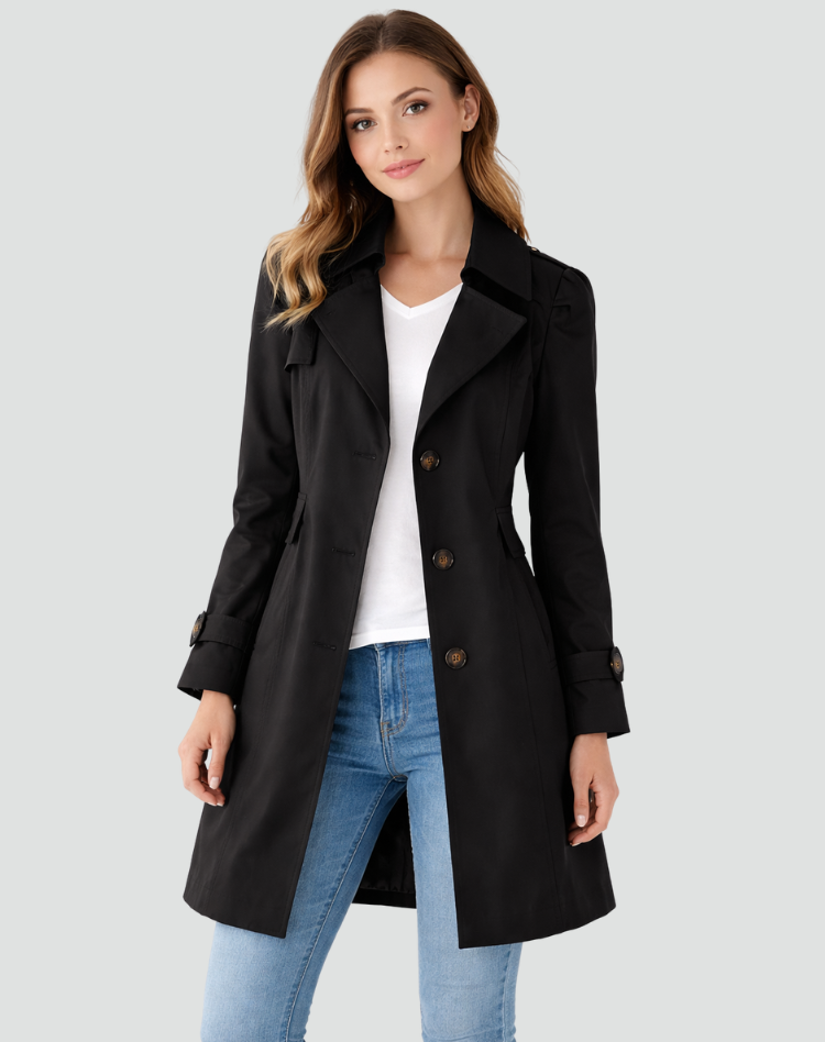 Amelia | Women's Fitted Long Sleeve Trench Coat
