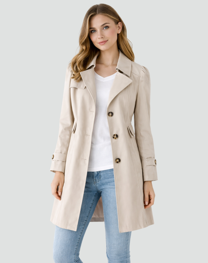 Amelia | Women's Fitted Long Sleeve Trench Coat