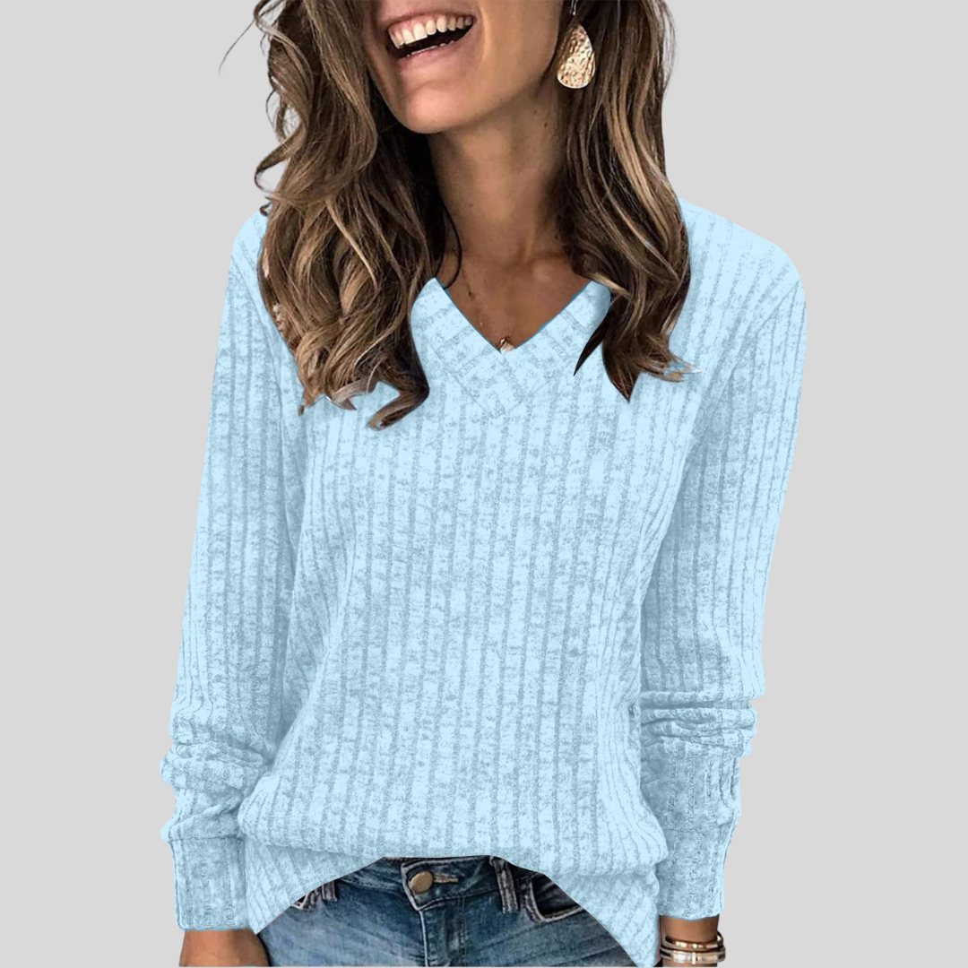Deri™ | V-Neck Long Sleeve Top