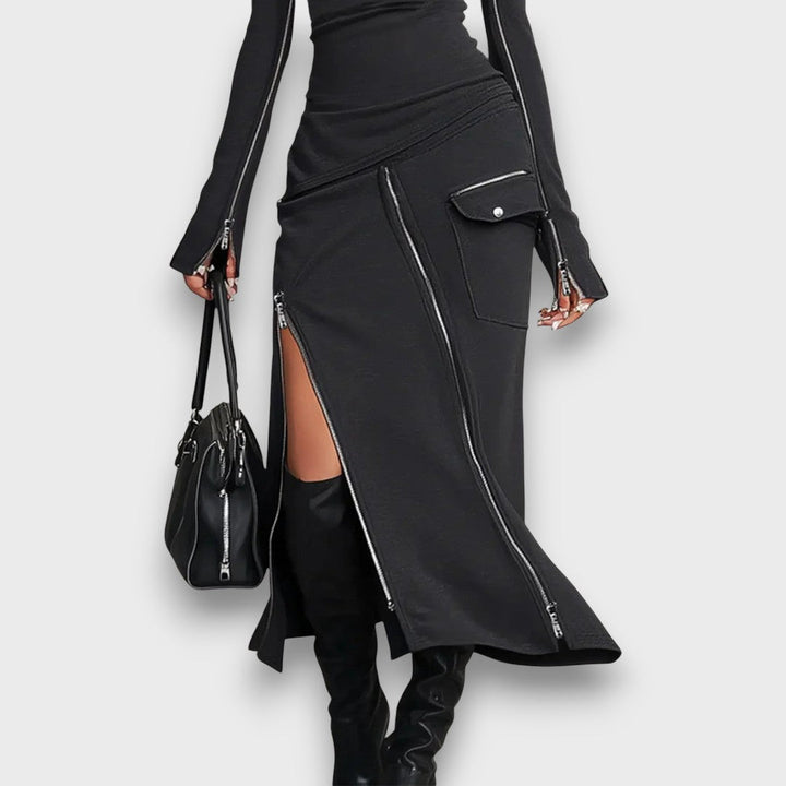 Ravella – Zip-Detail Midi Dress
