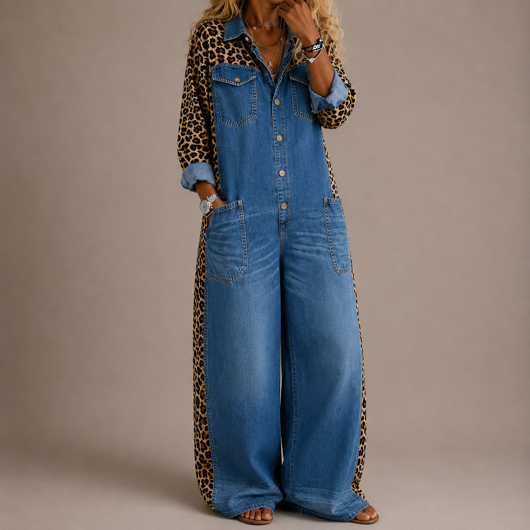 Amanda | One Piece Denim Shirt Jumpsuit