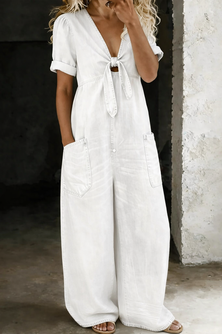 Maya™ | V-neck Denim Jumpsuit