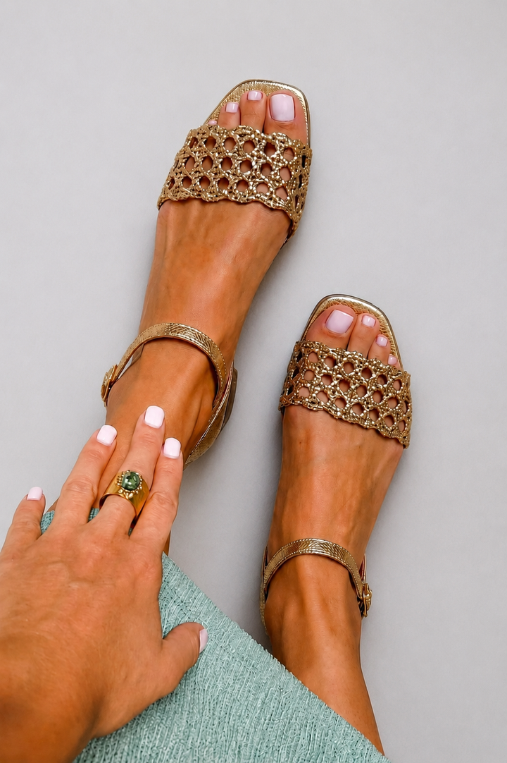 Aurora | Gold Sandals: Summer Enchantment