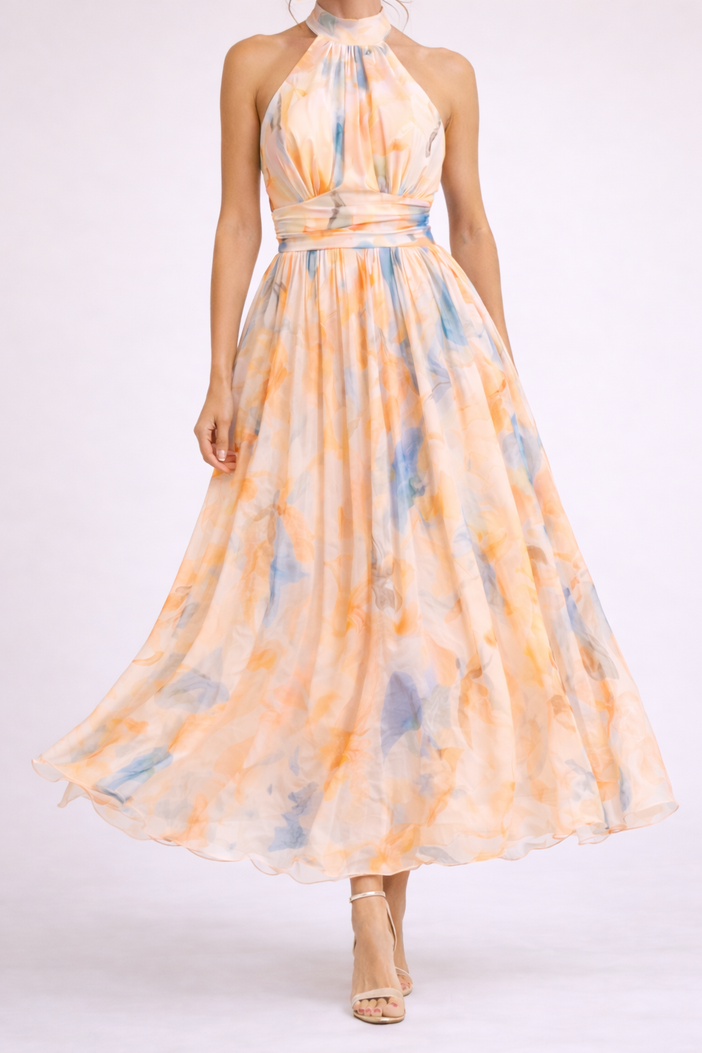 CAMILLE - Watercolour Halter Dress