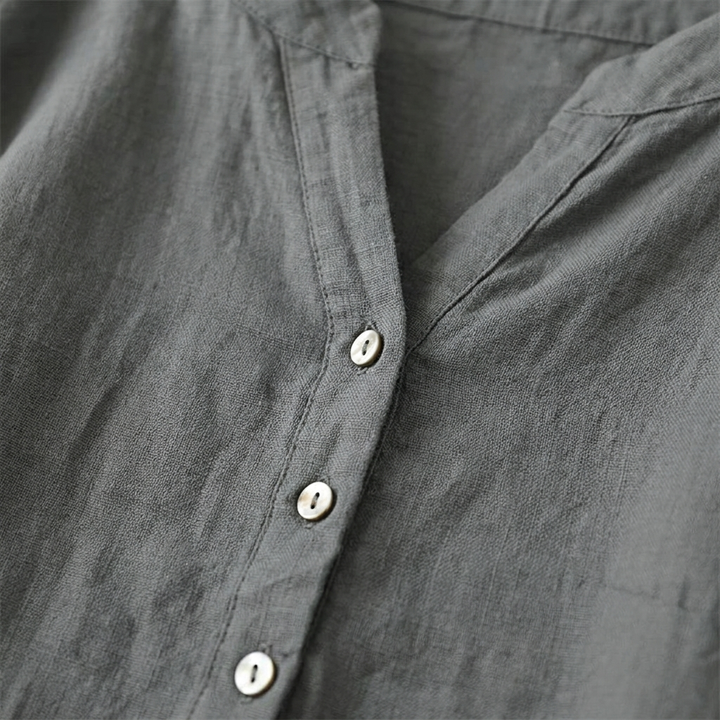 RAVENNA – Women's Oversized Blouse with a V-neck and Buttons