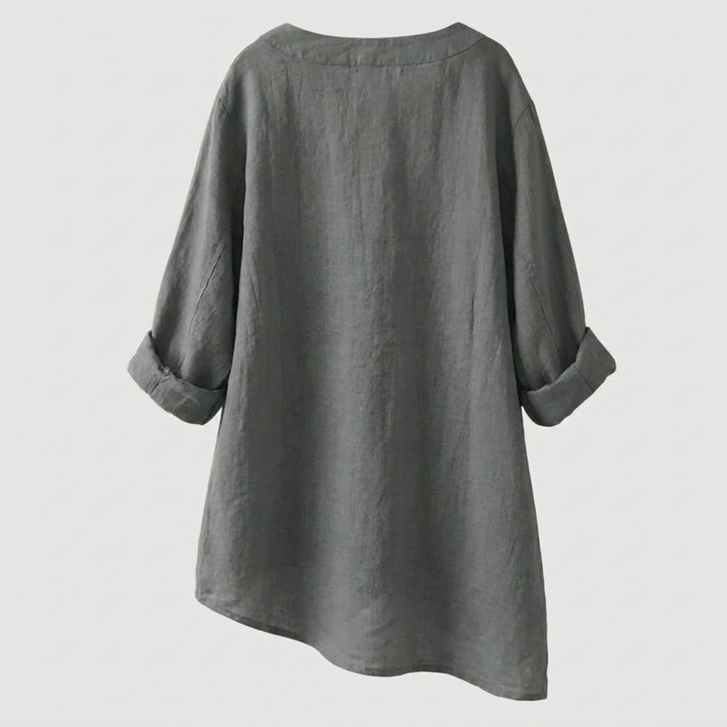 RAVENNA – Women's Oversized Blouse with a V-neck and Buttons