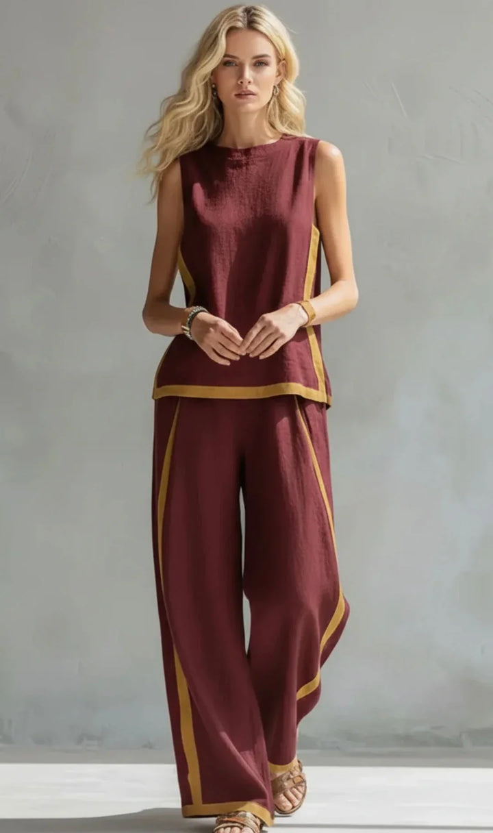 Elisa | Two-Piece Fluid Set with Contrast Details