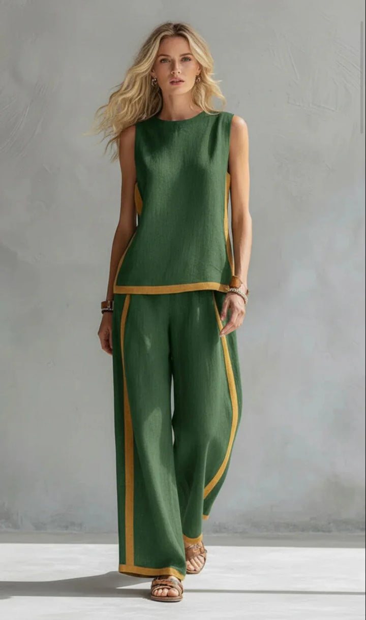 Elisa | Two-Piece Fluid Set with Contrast Details