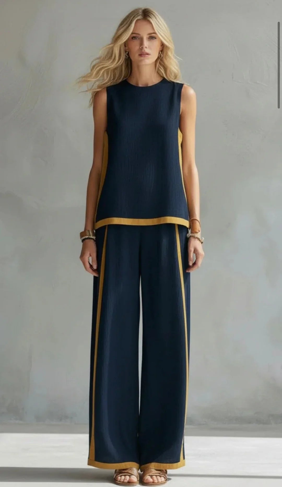 Elisa | Two-Piece Fluid Set with Contrast Details