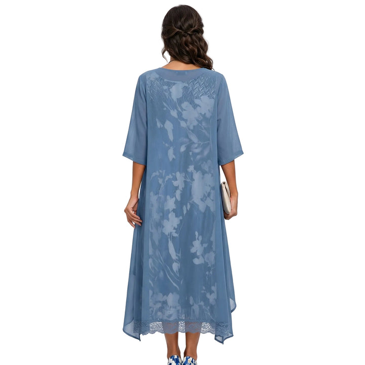 Floral Print Midi Dress and Chiffon Cardigan Two Piece Set