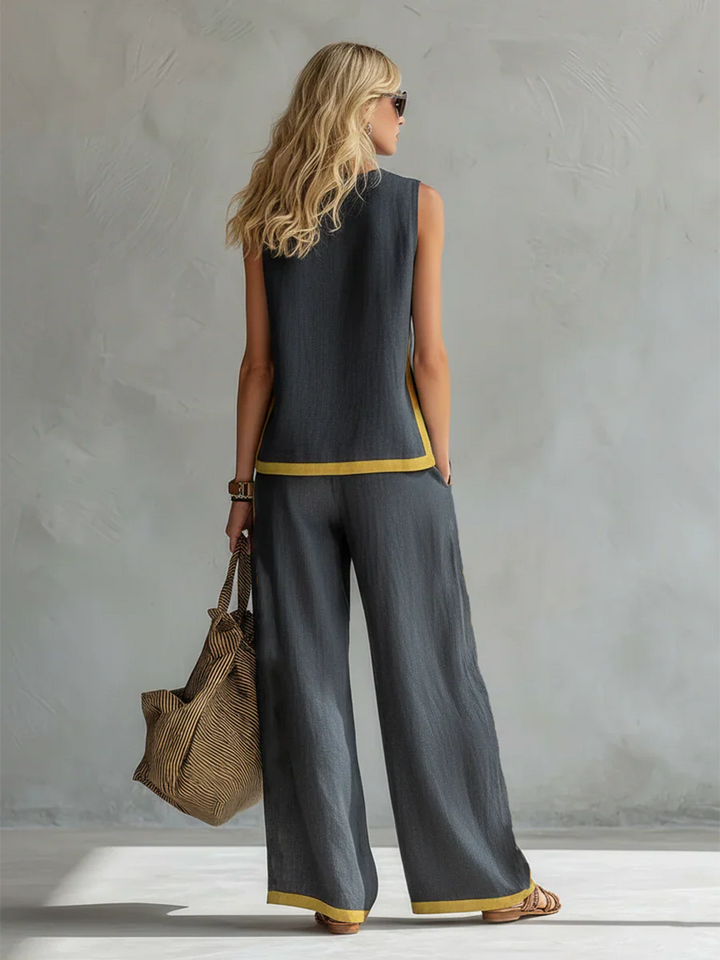 Elisa | Two-Piece Fluid Set with Contrast Details