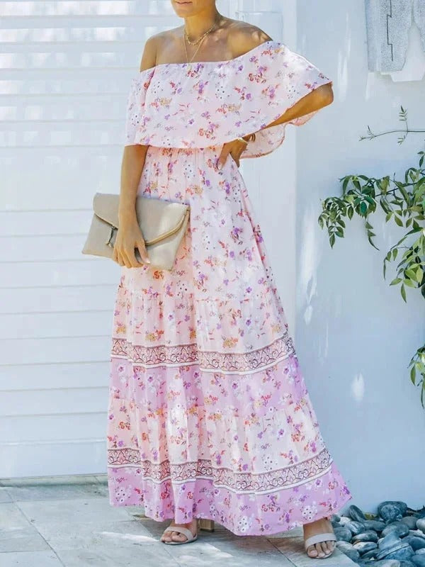MEXI | Women's Off Shoulder Mexican Style Summer Dress | Maxi