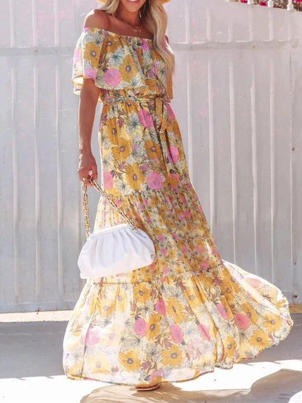 MEXI | Women's Off Shoulder Mexican Style Summer Dress | Maxi