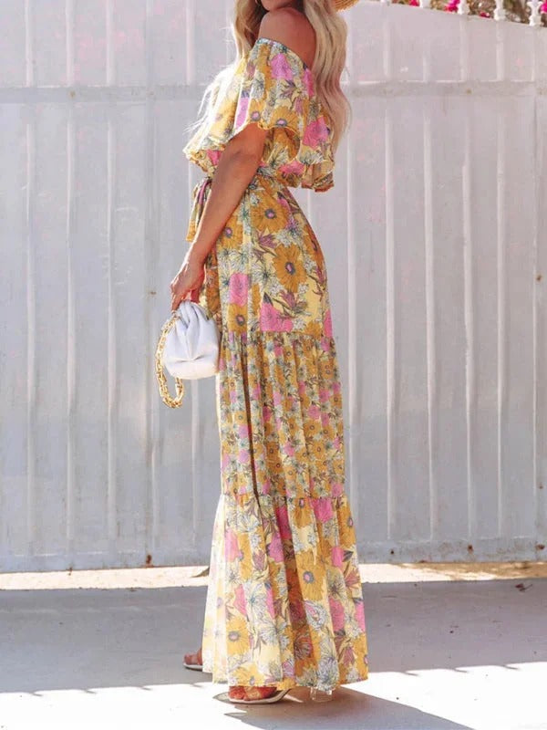 MEXI | Women's Off Shoulder Mexican Style Summer Dress | Maxi