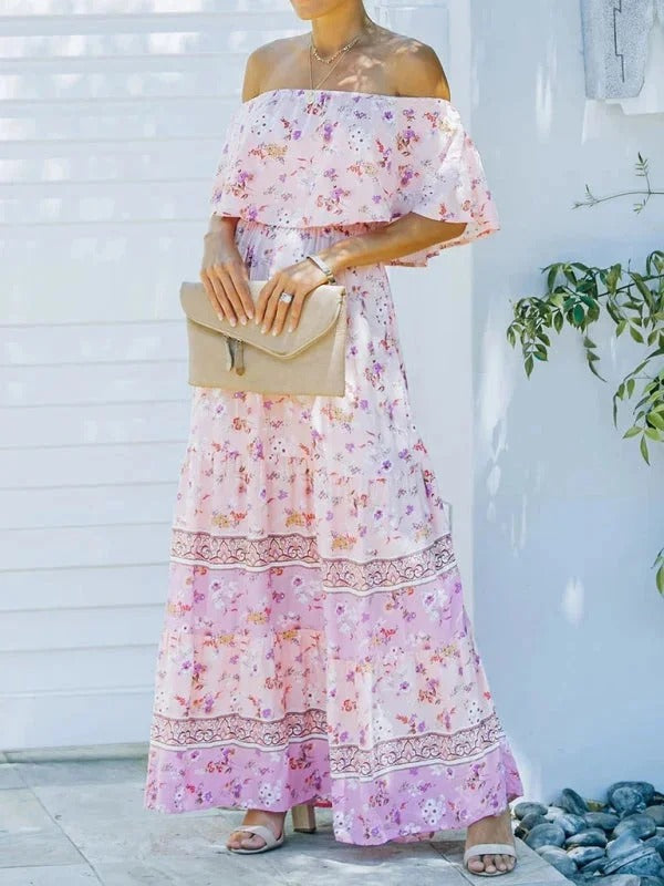 MEXI | Women's Off Shoulder Mexican Style Summer Dress | Maxi
