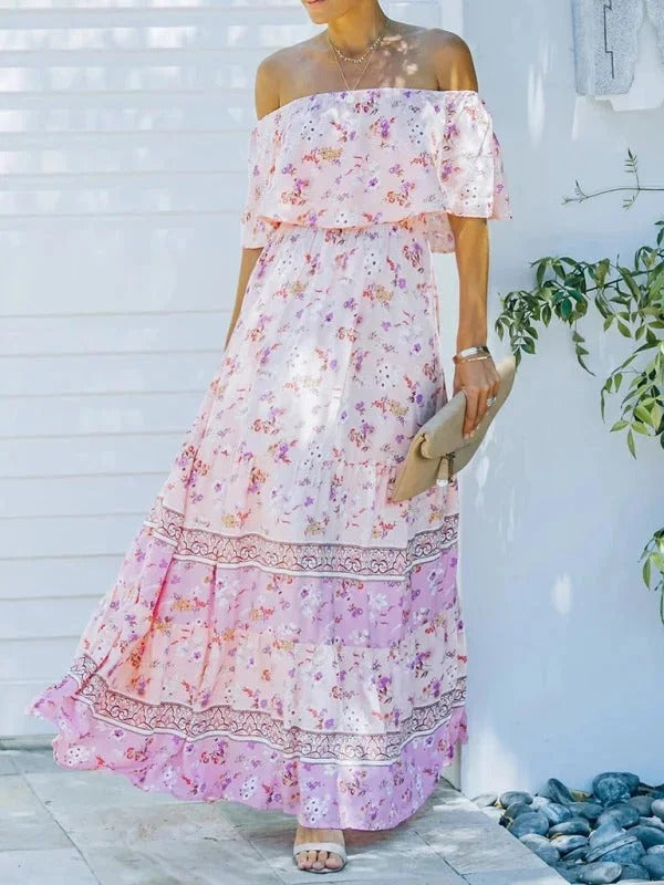 MEXI | Women's Off Shoulder Mexican Style Summer Dress | Maxi