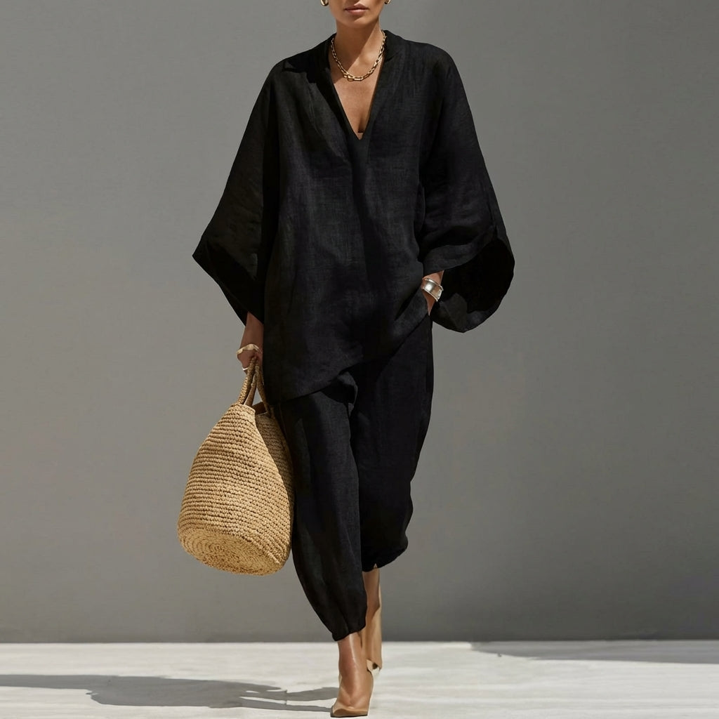 Marina | Women’s Casual Two-Piece Set with V-neck