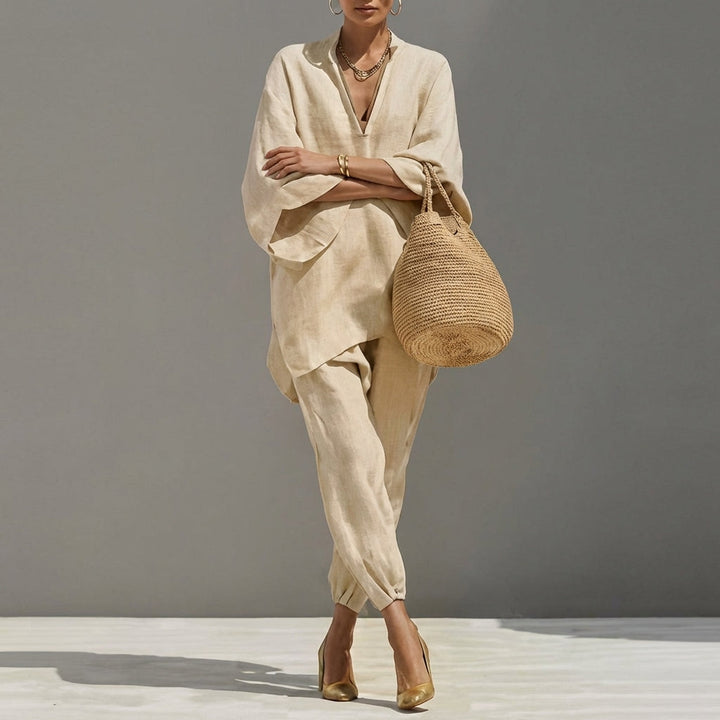 Marina | Women’s Casual Two-Piece Set with V-neck
