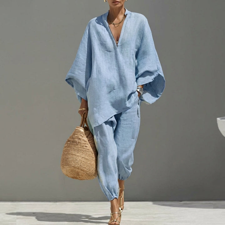 Marina | Women’s Casual Two-Piece Set with V-neck