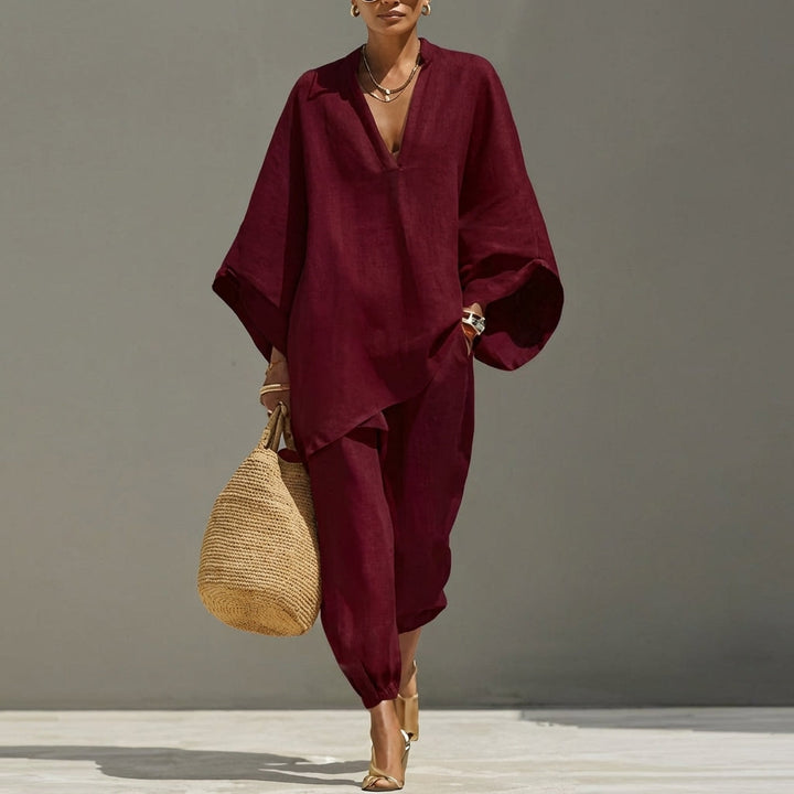 Marina | Women’s Casual Two-Piece Set with V-neck