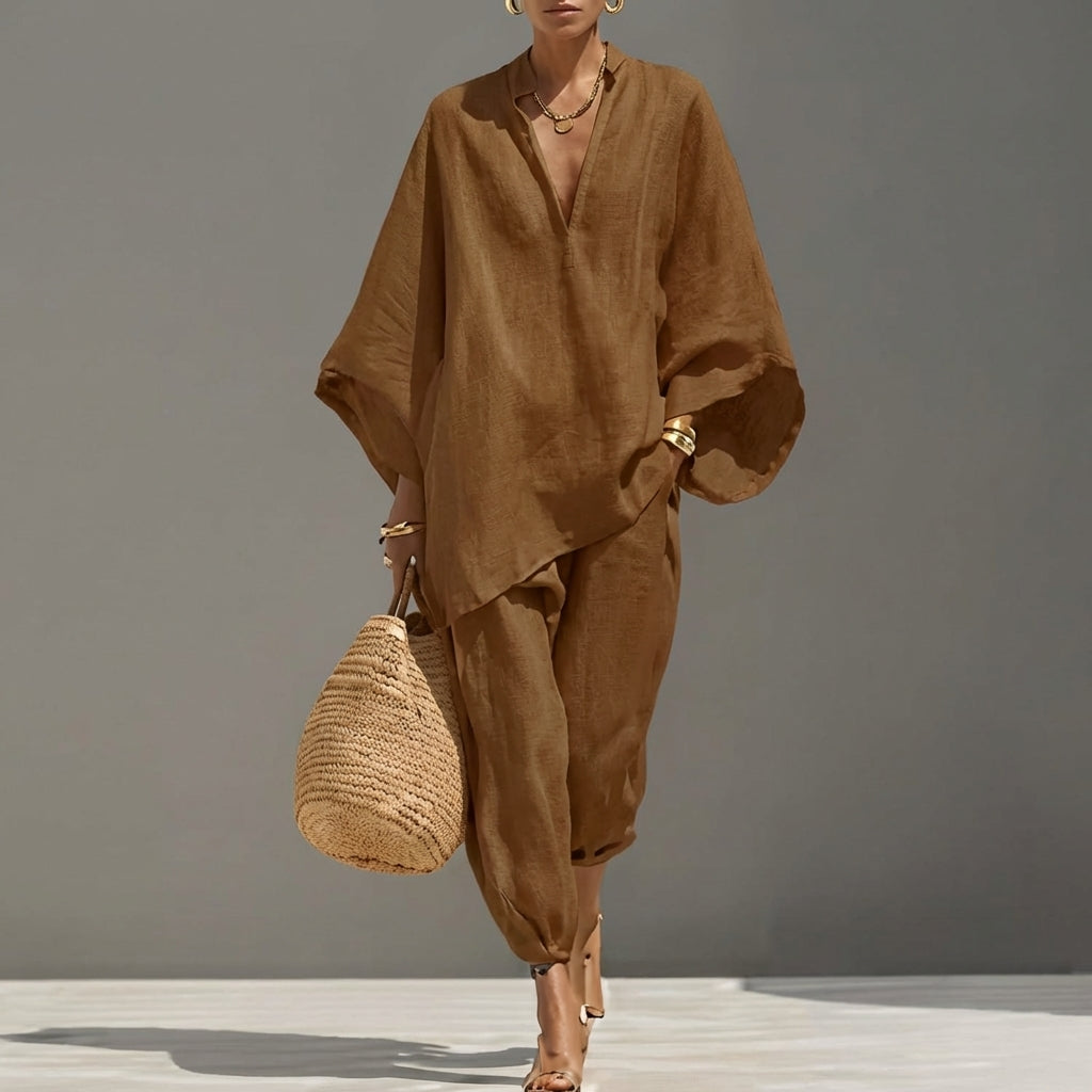 Marina | Women’s Casual Two-Piece Set with V-neck