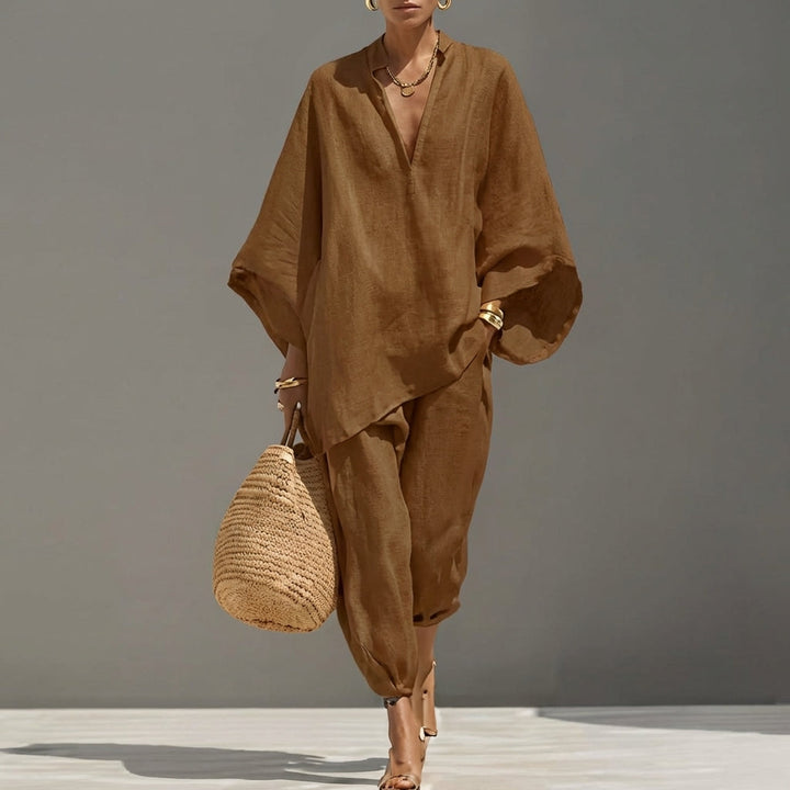 Marina | Women’s Casual Two-Piece Set with V-neck