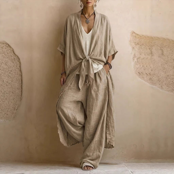 Oversized Kimono & Wide-Leg Trousers Two-Piece Set