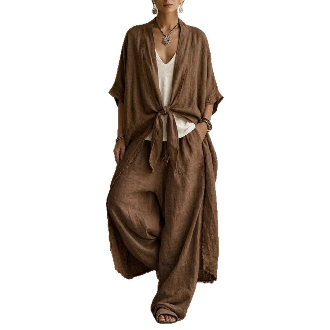 Oversized Kimono & Wide-Leg Trousers Two-Piece Set