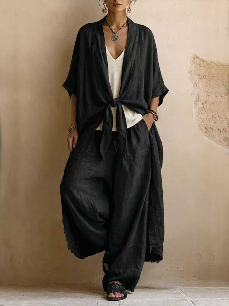 Oversized Kimono & Wide-Leg Trousers Two-Piece Set