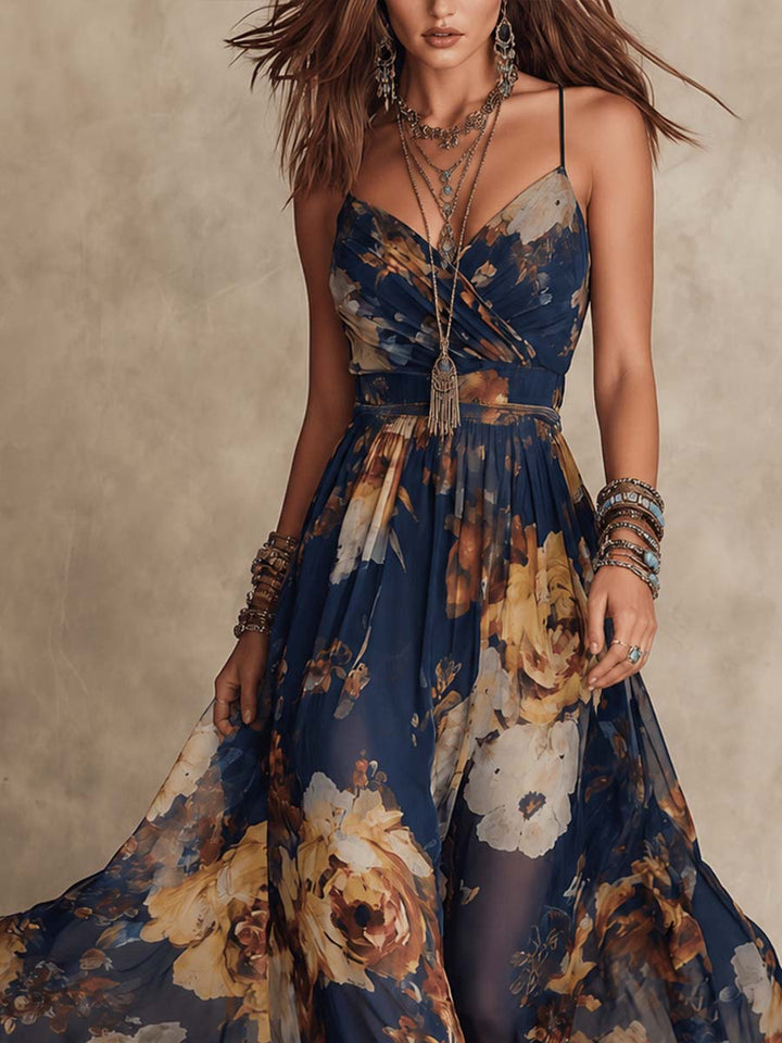 Dulce | long floral dress with straps