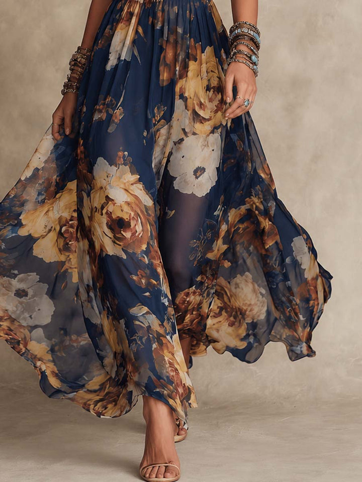 Dulce | long floral dress with straps