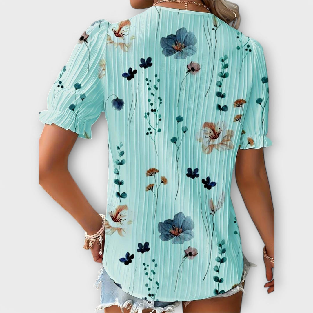 Emily - Fashionable Blouse with Pointed Neckline